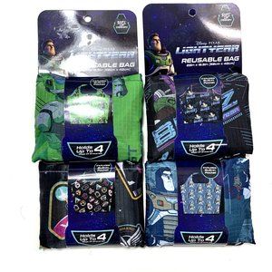 Disney Pixar BUZZ LIGHTYEAR Reusable Grocery Bags LOT of 4 Easy Fold Up